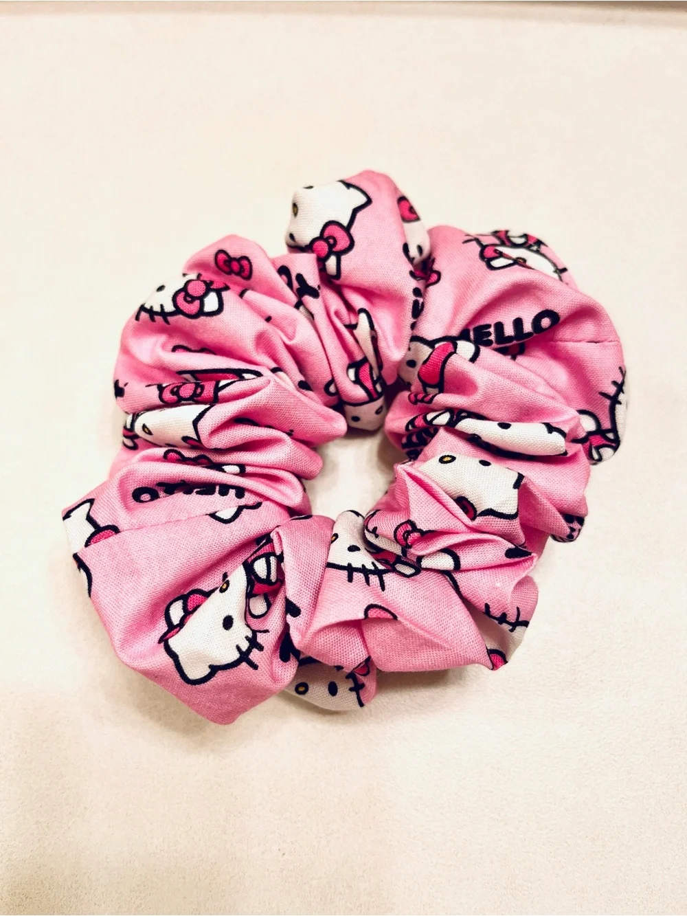 Handmade Hello Kitty Pink, Hot Pink & Gray Scrunchie Set